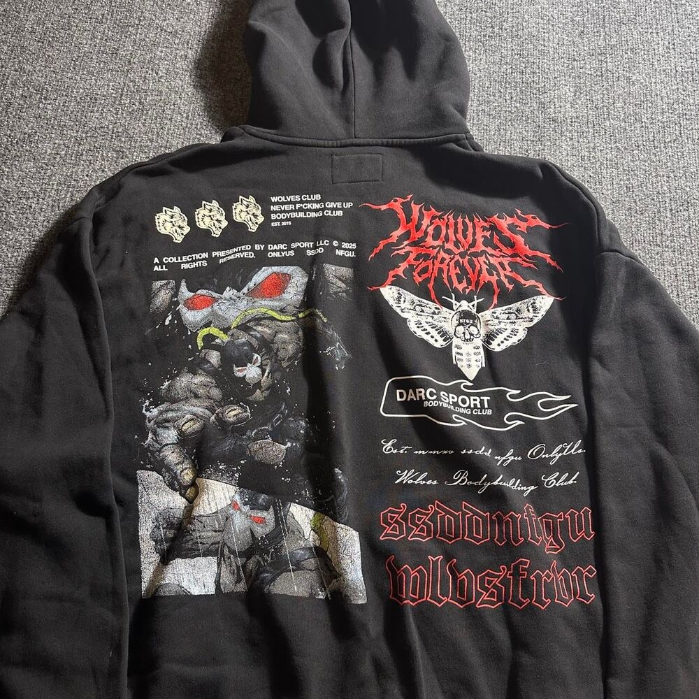 Y2K Batman Bane x Darc Sport Wolves Heavyweight Zip Up Hoodie XL